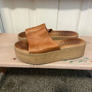 Leather platform slip ons